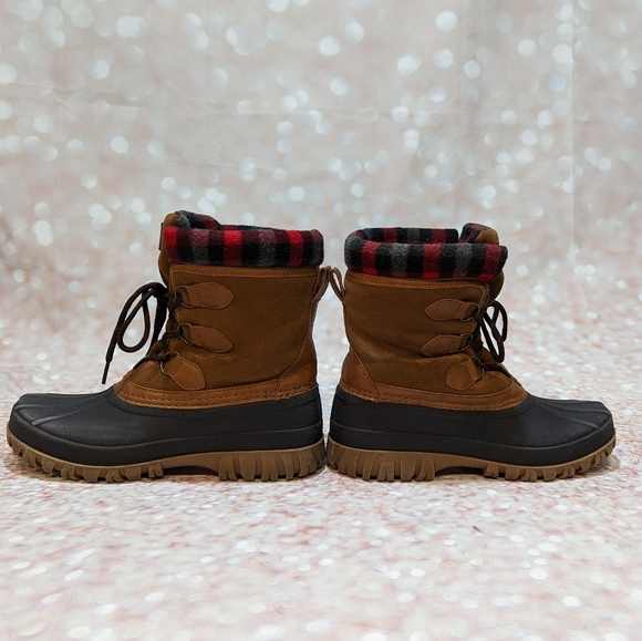Storm by Cougar Claudia Duck Boot Thermolite Waterproof Suede Cognac Plaid Sz 8 - Picture 8 of 13
